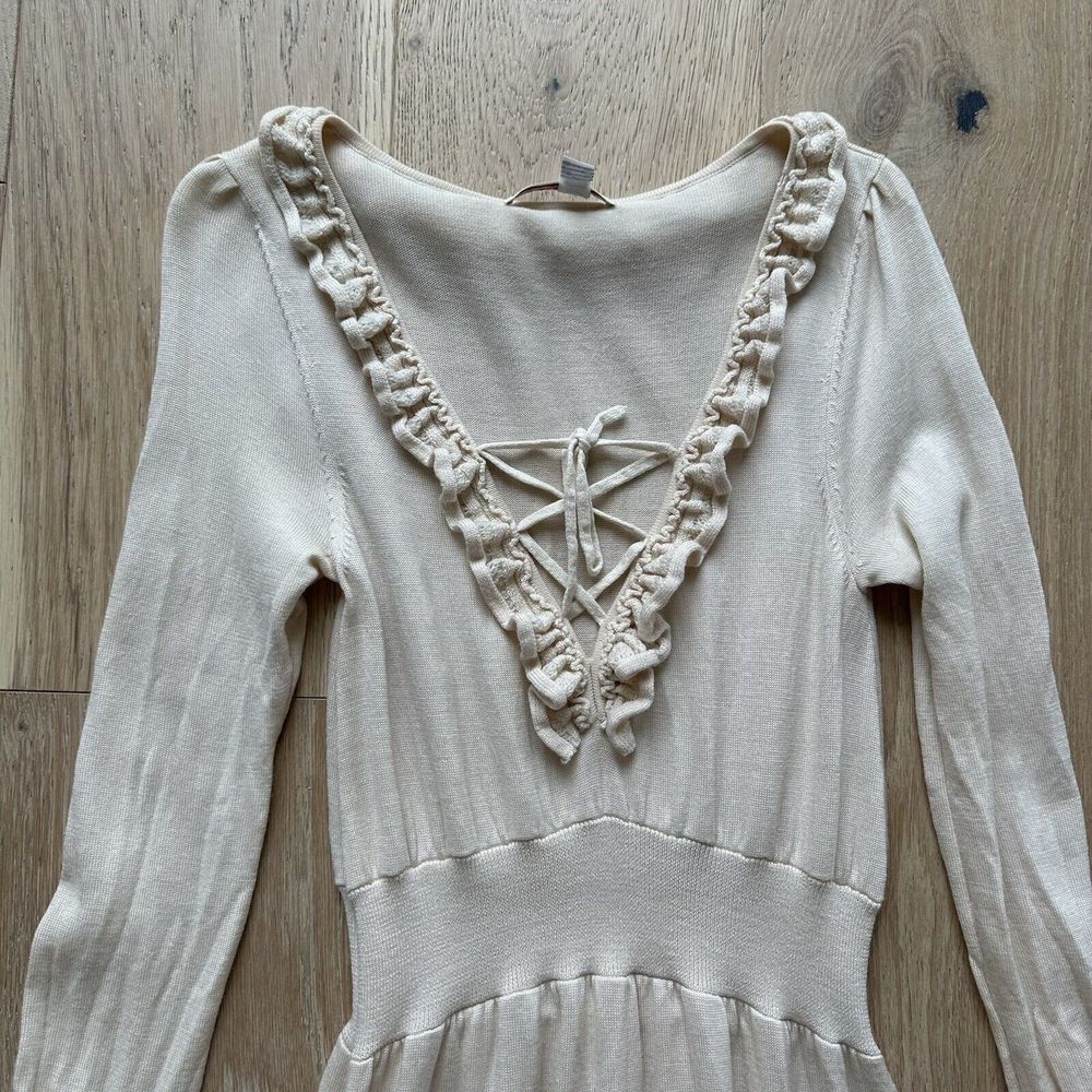 vintage nanette lepore ruffle fit flare romantic delicate feminine dress small - Picture 3 of 6
